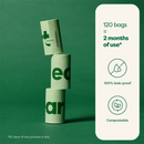 120 Certified Compostable Bags on 8 Refill Rolls