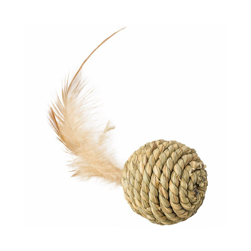 Cat Toy - Seagrass Ball with Feather