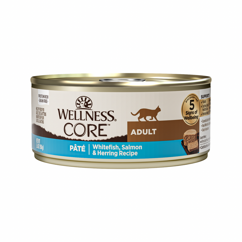 Nourriture pour chats en conserve - Core - Pâté classique - Récepteur de poisson-blanc, de saumon et de hareng - 5,5 oz