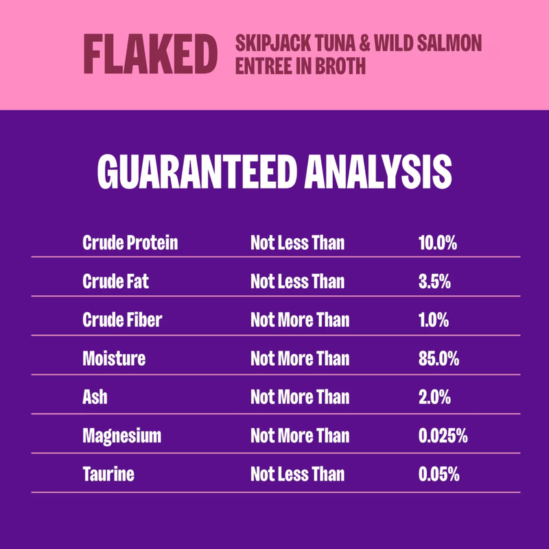 Nourriture pour chats en conserve - Sélection de la signature de base - Tuna Skipjack en flocute et saumon sauvage dans le bouillon