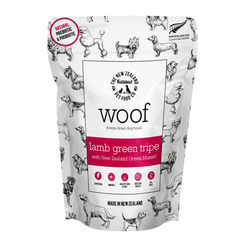 Freeze Dried Dog Treat - Woof - Lamb Green Tripe with New Zealand Green Mussel