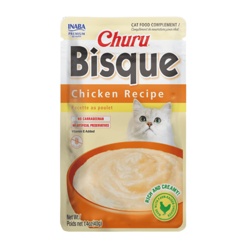 Cat Food Complement - CHURU BISQUE - Chicken Recipe - 1.4 oz pouch - J & J Pet Club - Inaba