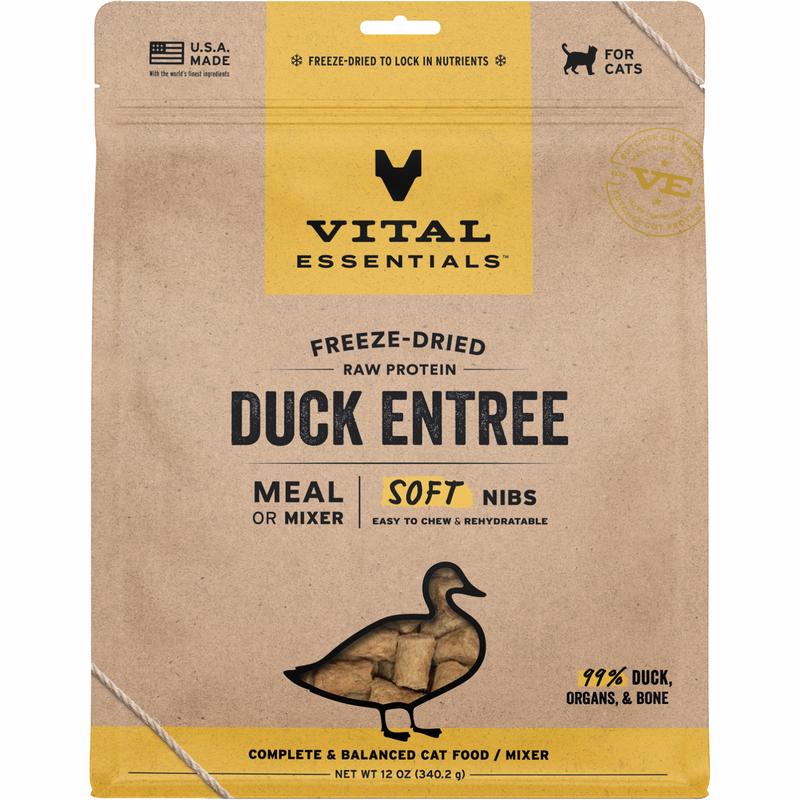 *(Please Use By 2027-01-16)* Freeze Dried Cat Food - Soft Nibs - Duck - 12 oz