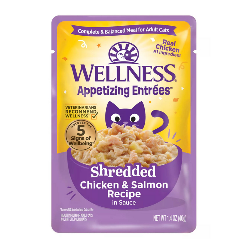 Wet Cat Food - Appetizing Entrées - Shredded Chicken & Salmon Recipe in Sauce - Adult