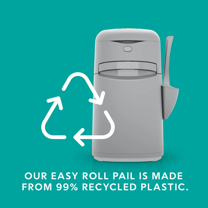 Cat Litter Disposal System - Easy Roll Pail with Scoop, Holder & Refill (Up To 4 Months)