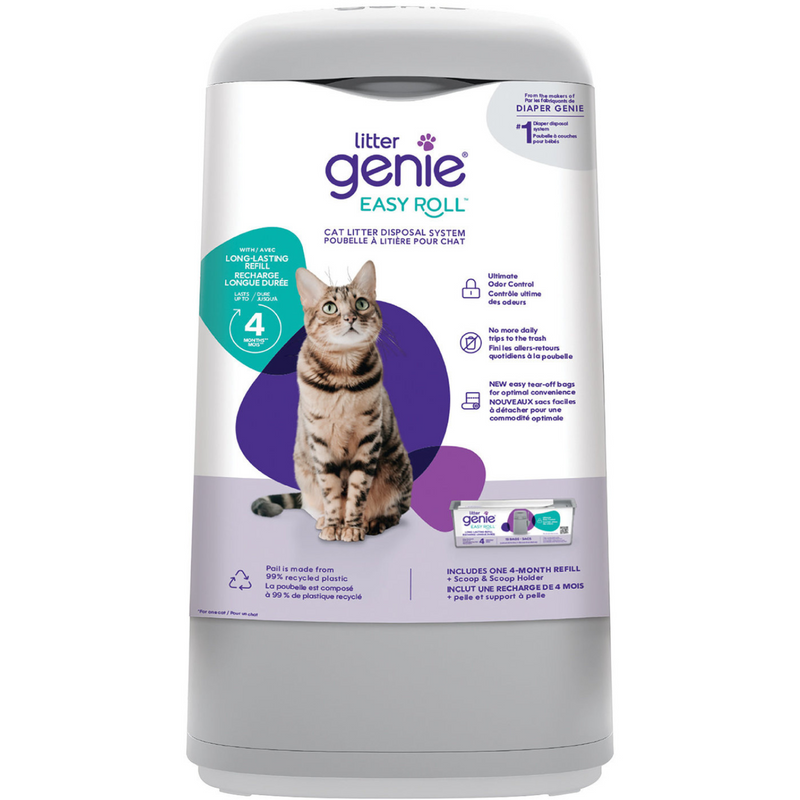 Cat Litter Disposal System - Easy Roll Pail with Scoop, Holder & Refill (Up To 4 Months)