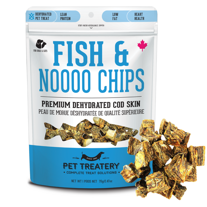 Dog & Cat Treat - Fish & Noooo Chips - Premium Dehydrated Cod Skin