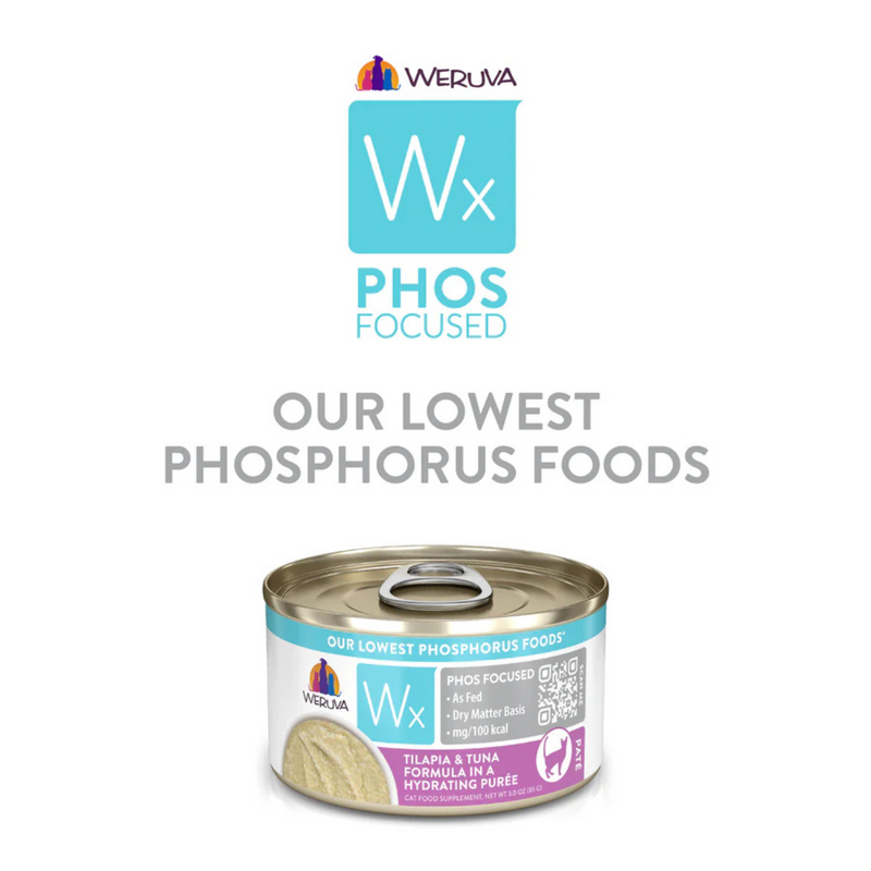 Canned Cat Food Supplement - Wx Phos Focused - Tilapia & Tuna Formula in a Hydrating Purée