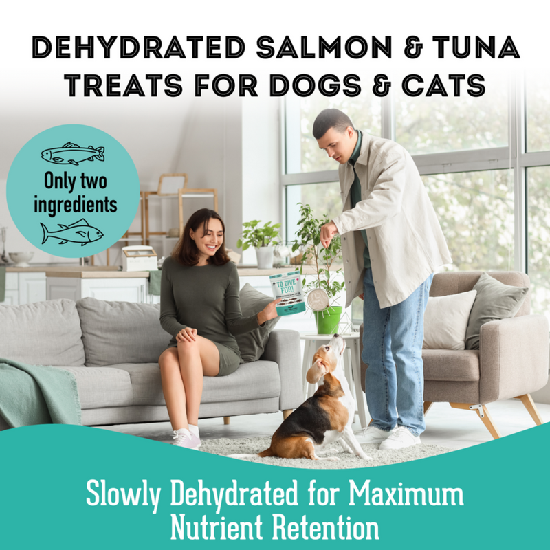 Dog & Cat Treat - To Dive For - Premium Dehydrated Protein Wild Salmon & Tuna