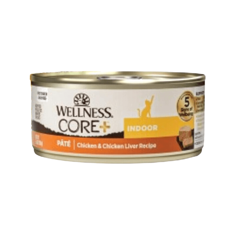 Canned Cat Food - CORE+, Classic Pâté - INDOOR Chicken & Chicken Liver Recipe - 5.5 oz - J & J Pet Club - Wellness