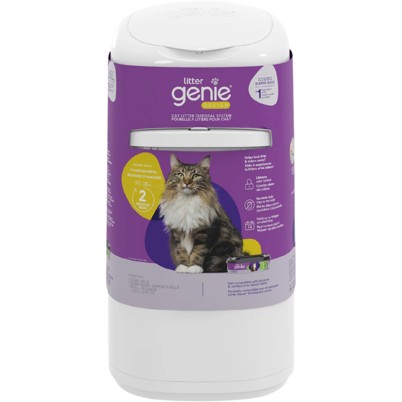 Cat Litter Disposal System - Design Pail with Scoop, Holder & Refill (Up To 2 Months)