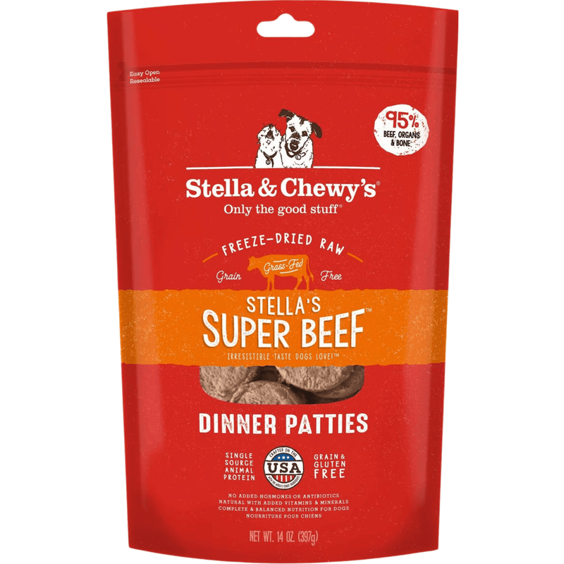 *(Best By 2025-01-21)* Freeze Dried Dog Food - Stella's Super Beef - Dinner Patties - 14 oz