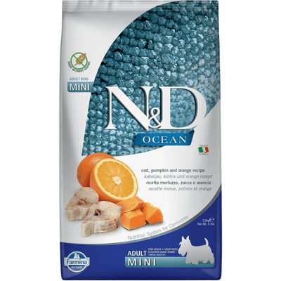 *(Best By 2025-02-03)* Dry Dog Food - N & D - OCEAN - Cod, Pumpkin & Orange - Adult Mini - 5.5 lb