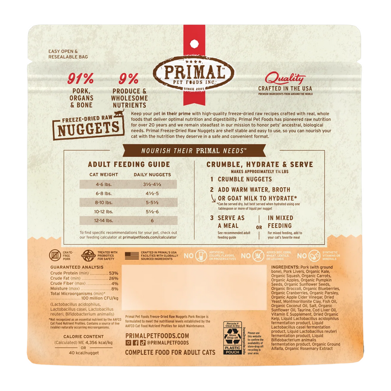 Freeze Dried Cat Food - Pork Dinner Nuggets - Adult