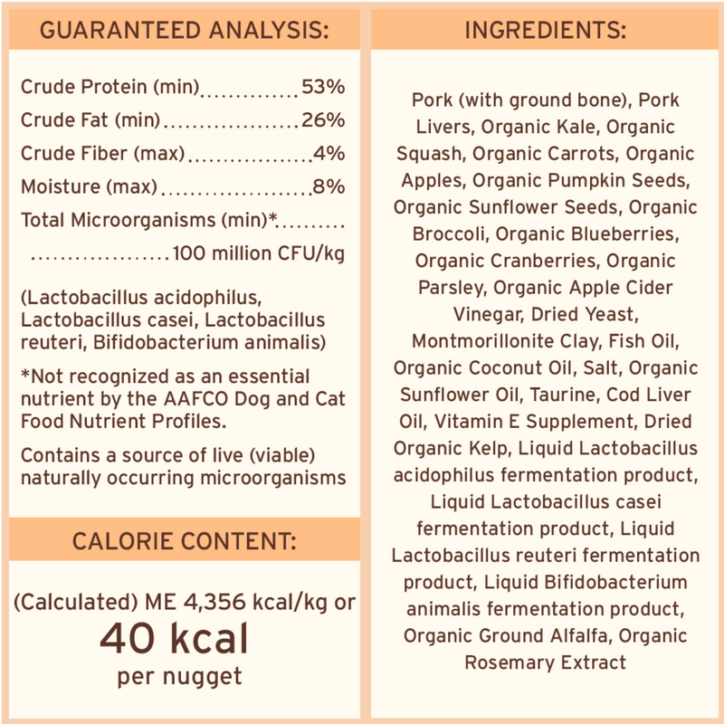 Freeze Dried Cat Food - Pork Dinner Nuggets - Adult