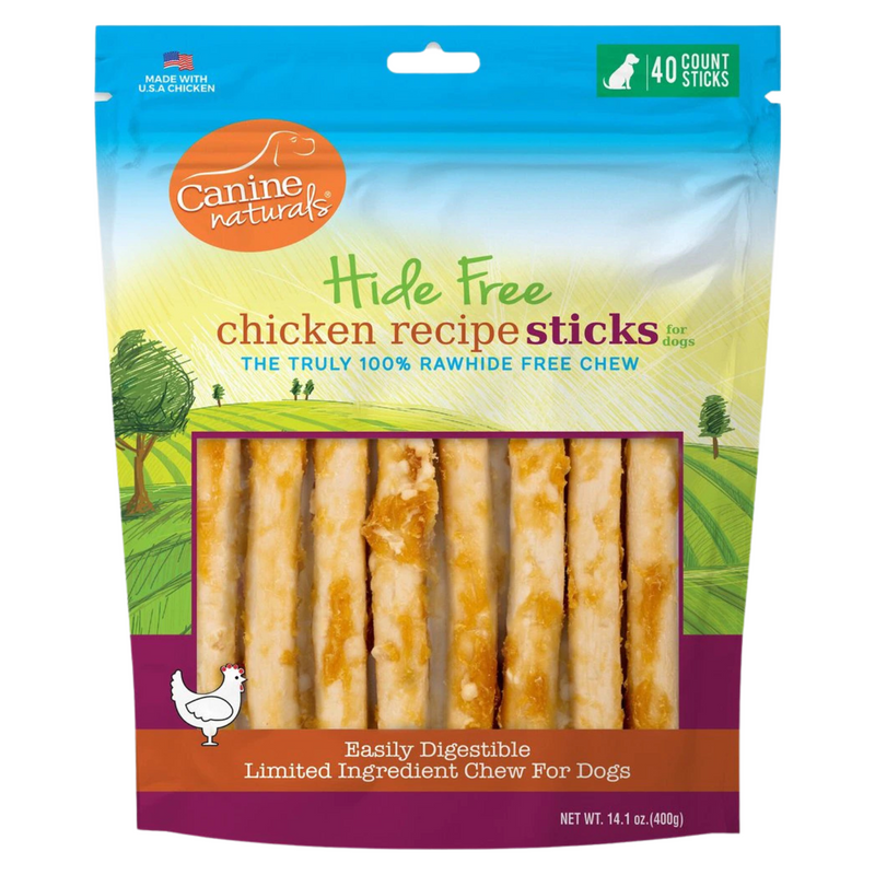 Natural Dog Chews - 5" Hide Free Chicken Recipe Sticks - For All Dogs