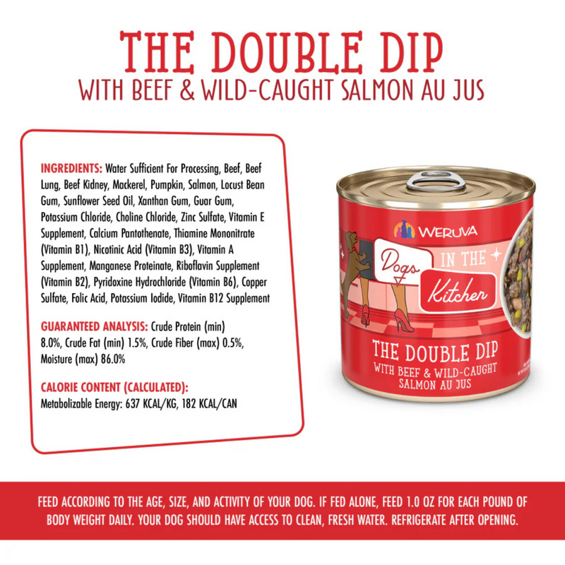 Canned Dog Food - Dogs in the Kitchen - The Double Dip - Beef & Wild Caught Salmon Au Jus