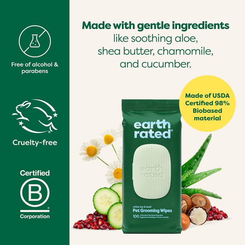 Textured Pet Grooming Wipes - White Tea & Basil