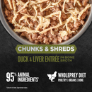 Canned Cat Food - CHUNKS & SHREDS - Duck & Liver Entrée - Adult