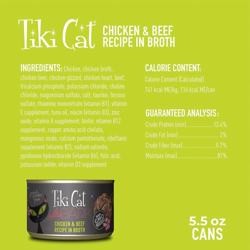 Canned Cat Food - AFTER DARK - Chicken & Beef Recipe in Broth