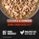 Canned Cat Food - CHUNKS & SHREDS - Salmon & Chicken Entrée - Adult