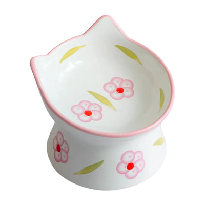 Ceramic Elevated Bowl - Pink Floral - 6.7 oz