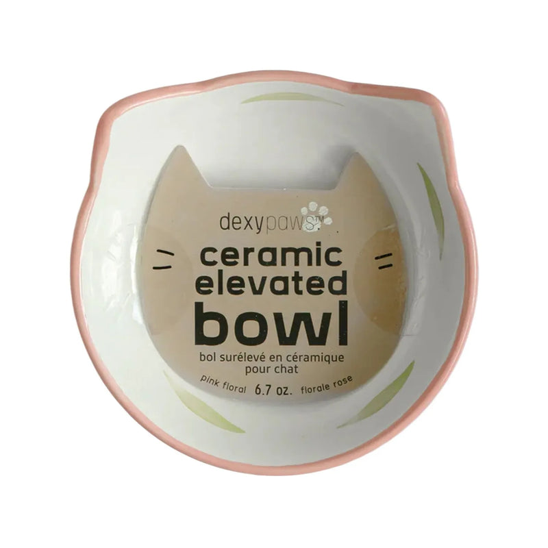 Ceramic Elevated Bowl - Pink Floral - 6.7 oz