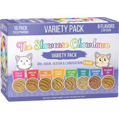 Pochette de chat - Slide N 'Servir - La vitrine Chowdown - Pack de variété - 16 x 2,8 oz