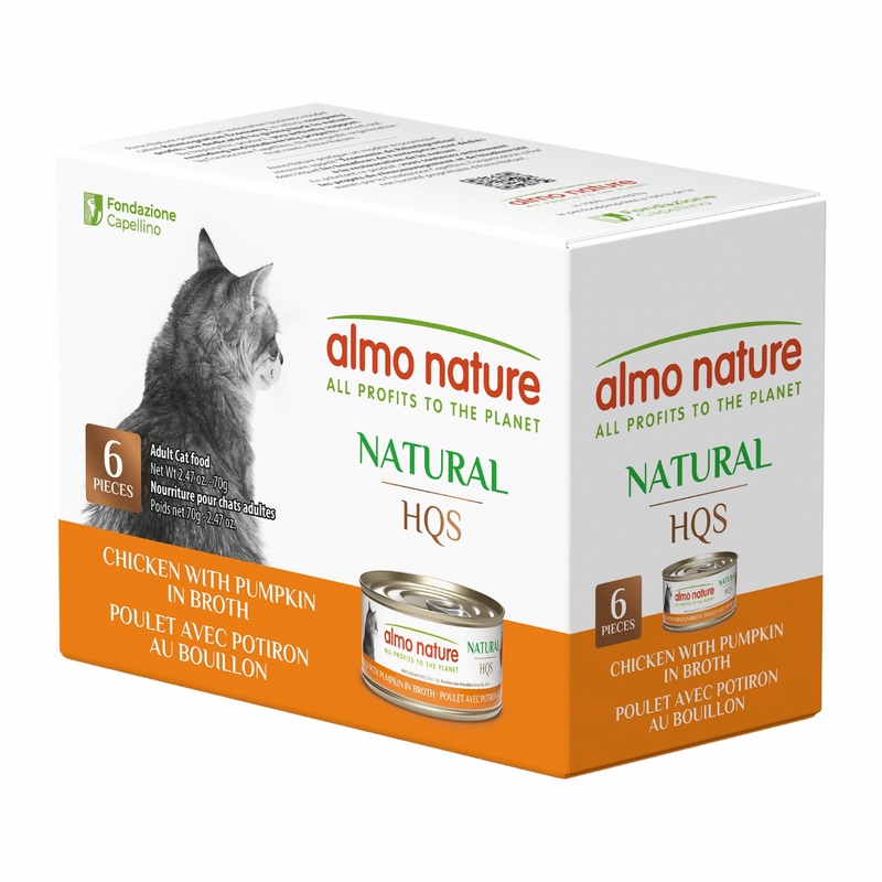成年猫零食罐头 - HQS Natural - 鸡肉南瓜汤汁配方