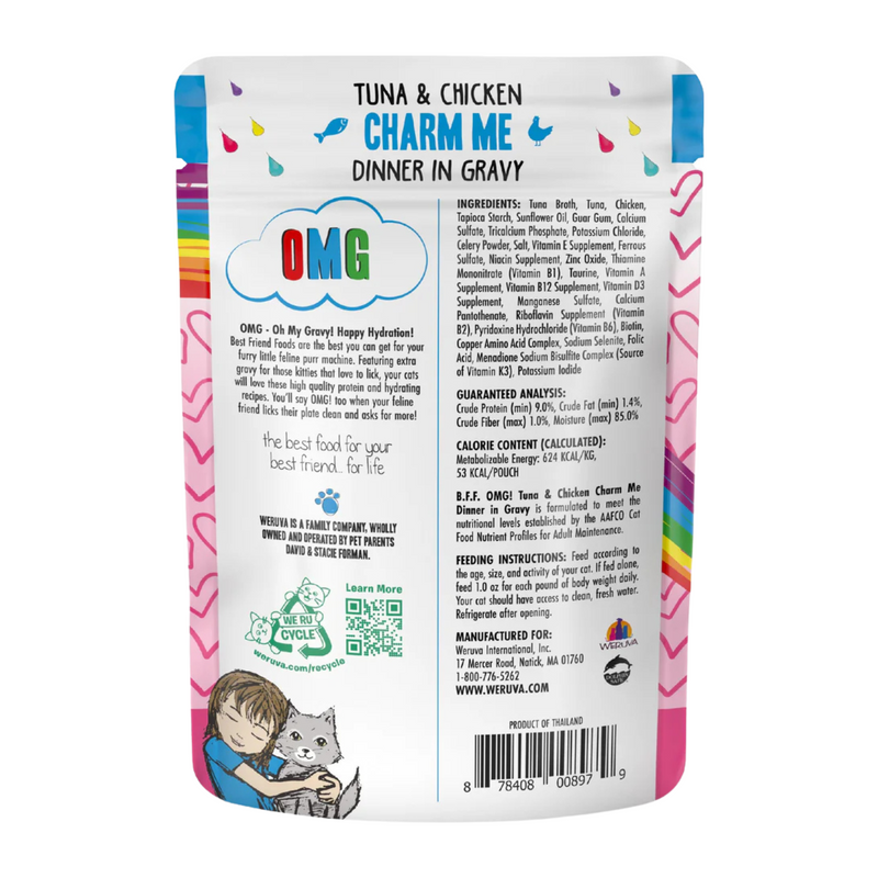 Pouche de chat - BFF OMG - Charm moi - Dîner de thon et de poulet en sauce - 3 oz