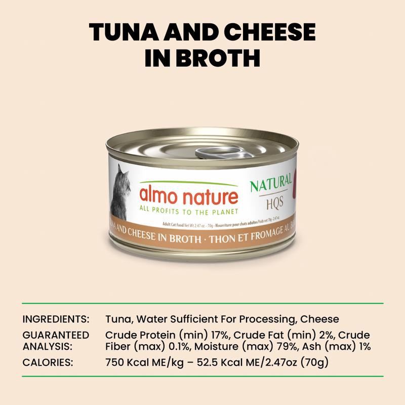 Canned Cat Treat - Natural HQS - Tuna & Cheese in Broth - Adult