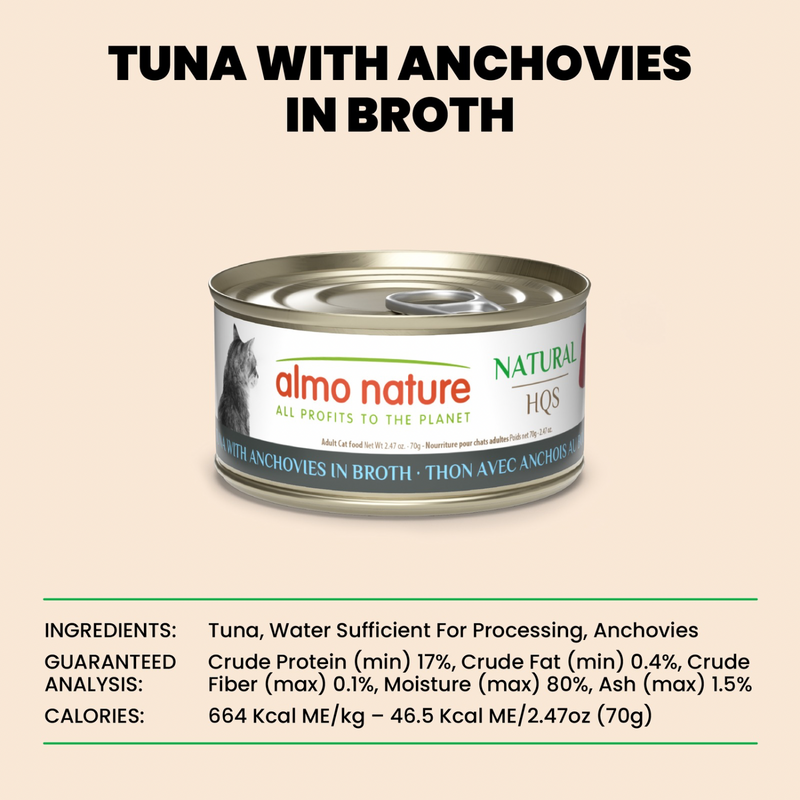 Canned Cat Treat - Natural HQS - Tuna with Anchovies in Broth - Adult