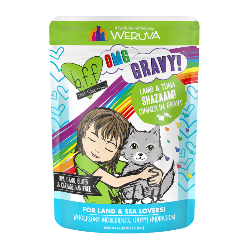 猫主食餐包 - BFF OMG - Shazaam! - 肉汁羊肉金枪鱼饭 - 2.8盎司