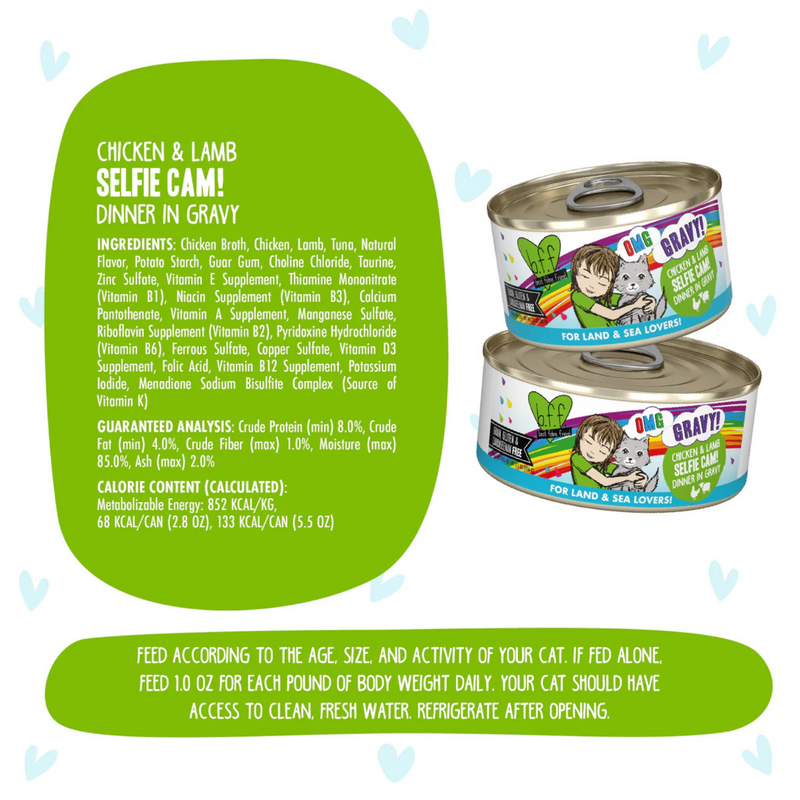 Canned Cat Food - BFF OMG Gravy! - Selfie Cam! - Chicken & Lamb Dinner in Gravy