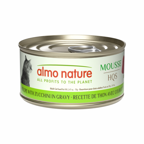 Canned Cat Food - Mousse HQS - Tuna Recipe with Zucchini in Gravy - Adult