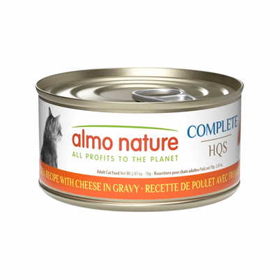 Canned Cat Food - Complete HQS - Chicken Recipe with Cheese in Gravy - Adult