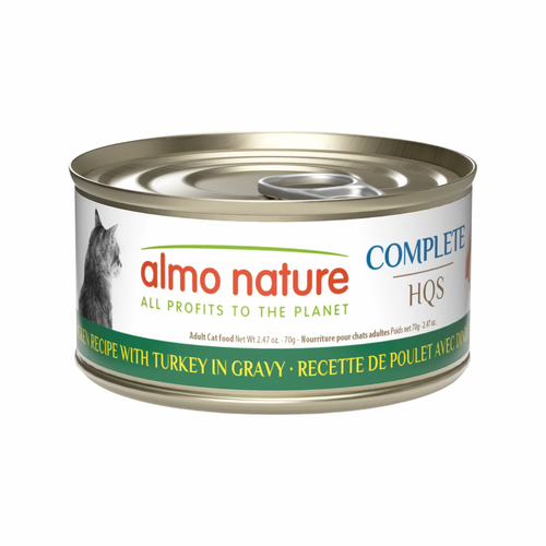 Canned Cat Food - Complete HQS - Chicken Recipe with Turkey in Gravy - Adult