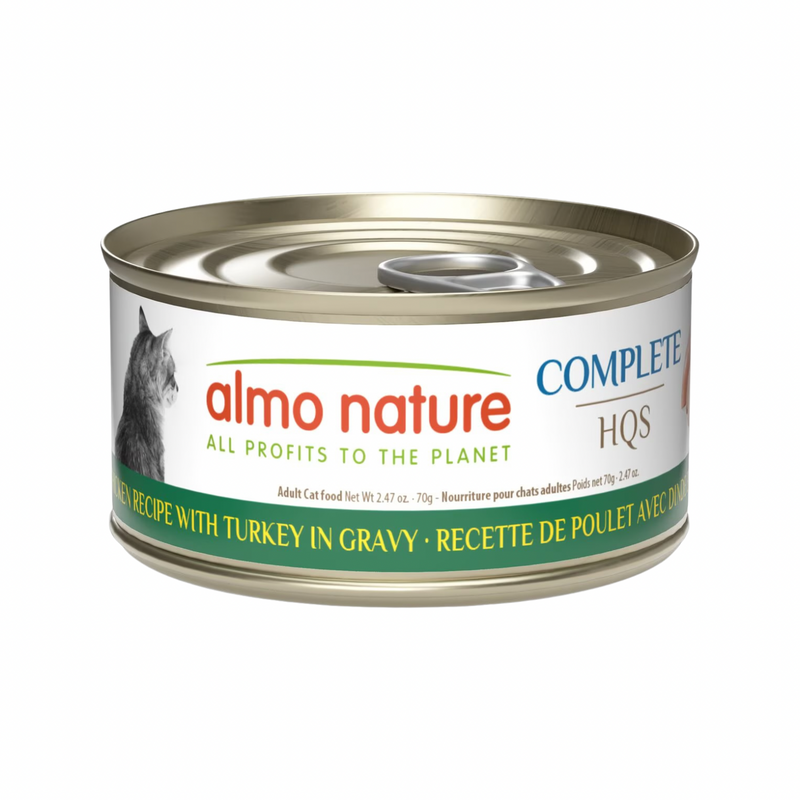 Canned Cat Food - Complete HQS - Chicken Recipe with Turkey in Gravy - Adult