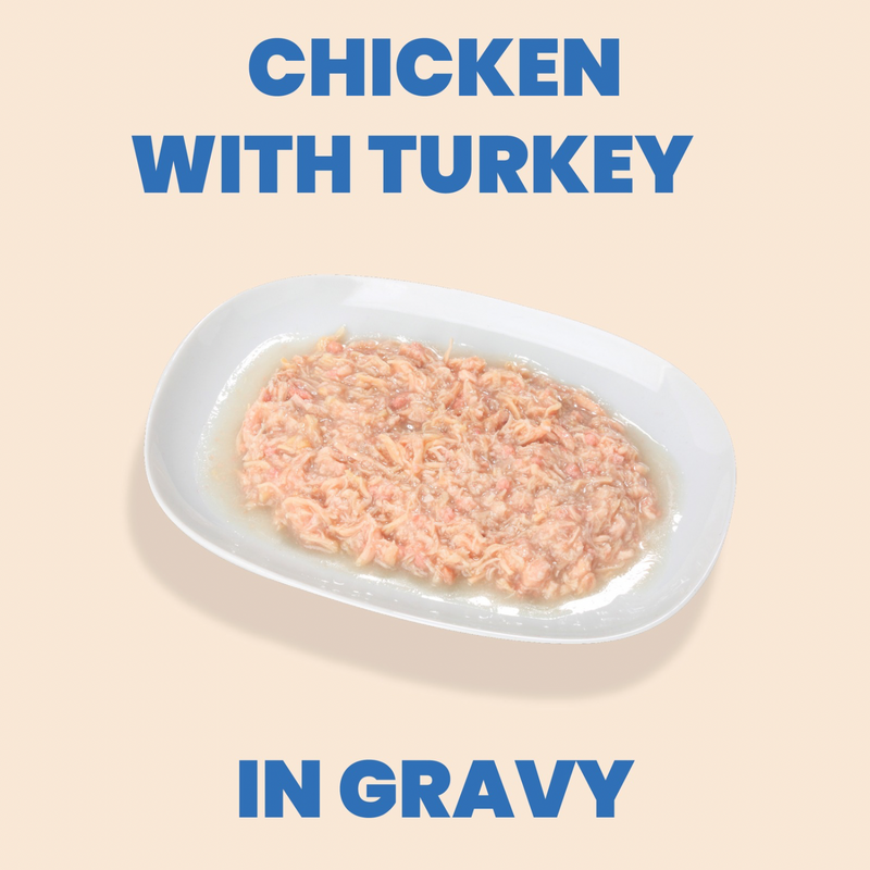 Canned Cat Food - Complete HQS - Chicken Recipe with Turkey in Gravy - Adult