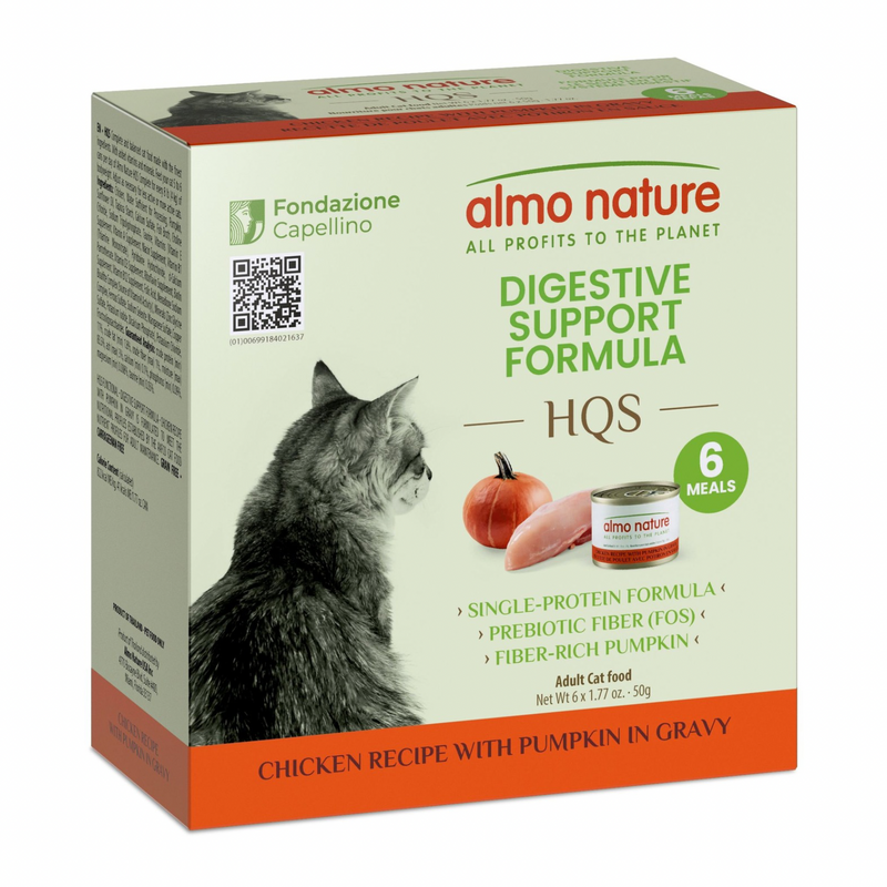 Canned Cat Food - Supportive Formulas HQS - Digestive Support Formula - Chicken Recipe with Pumpkin in Gravy - Adult