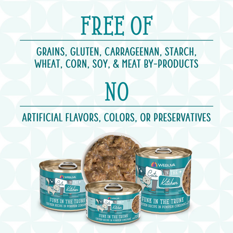Canned Cat Food - Cats in the Kitchen - Funk in the Trunk - Chicken Recipe in Pumpkin Consommé