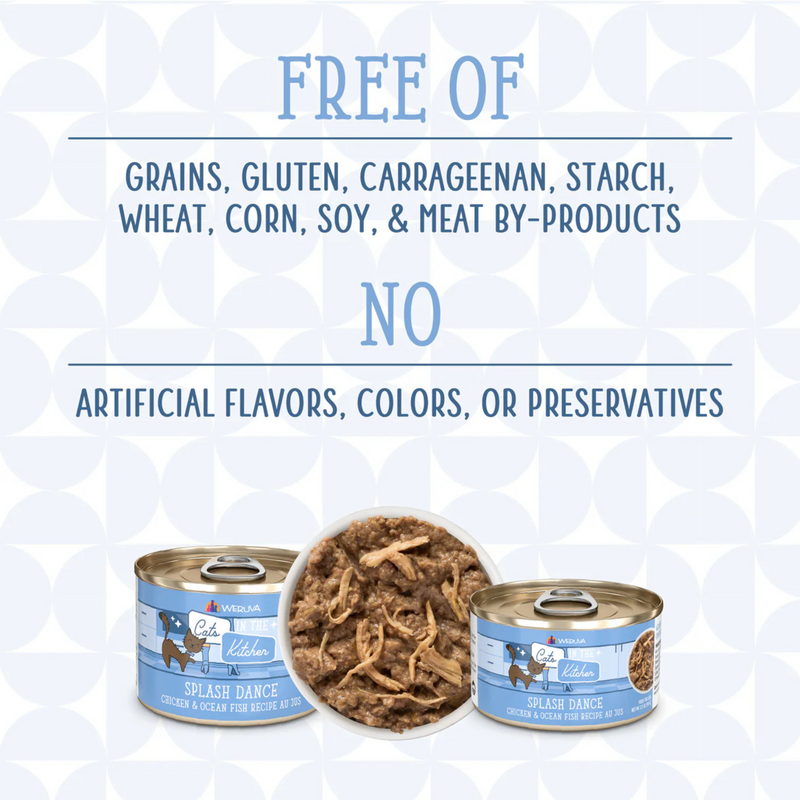 Canned Cat Food - Cats in the Kitchen - Splash Dance - Chicken & Ocean Fish Recipe Au Jus