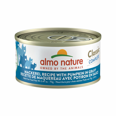 Canned Cat Food - Classic Complete - Mackerel Recipe with Pumpkin in Gravy - Adult