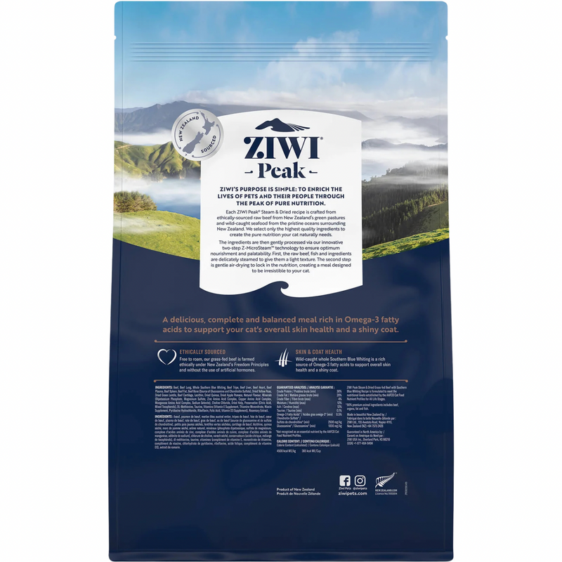 Steam & Dried Cat Food - Beef with Southern Blue Whiting Recipe