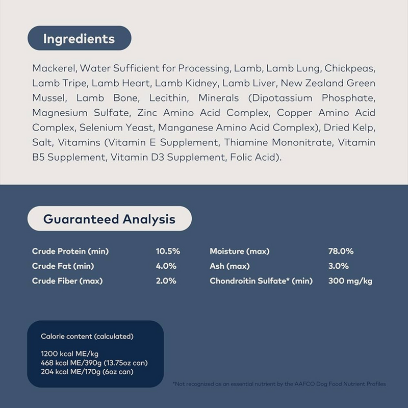 Canned Dog Food - Mackerel & Lamb Recipe