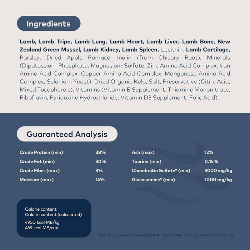 Nourriture pour chiens séchés à l'air - recette d'agneau