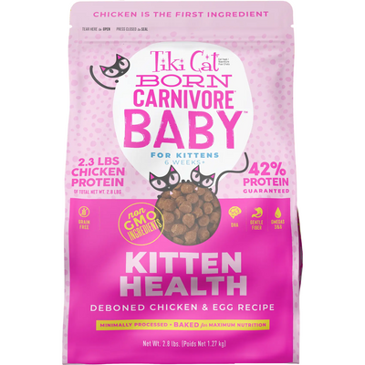 *(Please Use By 2026-06-06)* Dry Cat Food - CARNIVORE BABY - Kitten Health: Deboned Chicken & Egg Recipe - 2.8 Lb