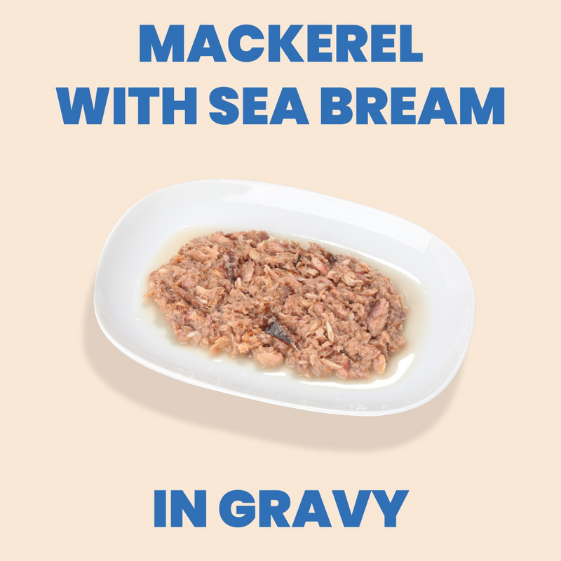 Canned Cat Food - Complete HQS - Mackerel Recipe with Sea Bream in Gravy - Adult