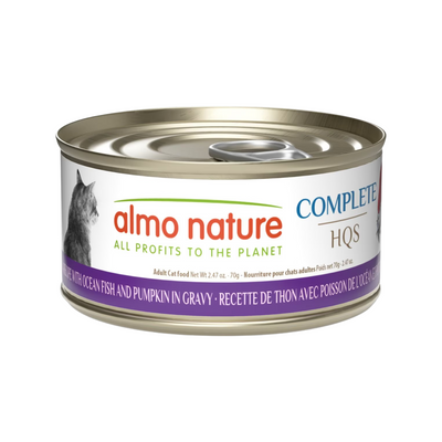 Canned Cat Food - Complete HQS - Tuna Recipe with Ocean Fish & Pumpkin in Gravy - Adult