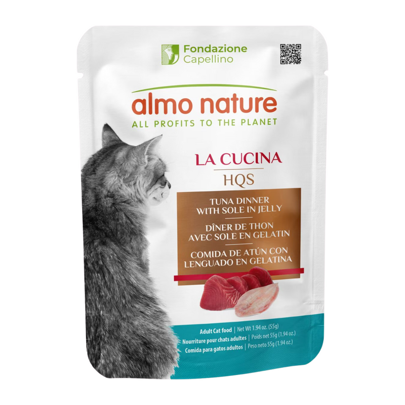 成年猫湿粮 - HQS La Cucina - 金枪鱼比目鱼果冻配方 - 55克妙鲜包